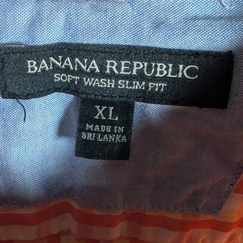 Banana Republic Gingham Shirt Mens XL Soft Wash Slim Fit Picnic Dopamine Preppy
